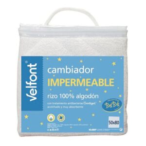 Cambiador bebé acolchado de rizo impermeable. Rizo de algodón muy absorbente con tratamiento antibacterias. 50×80 cm.