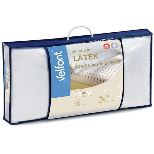 Almohadas baratas - Almohada Látex VELFONT. Doble funda anti-estrés.